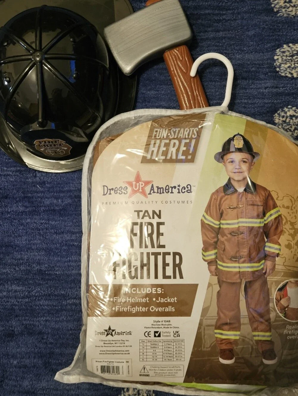Kids Brown Firefighter Costume with Reflective Trim